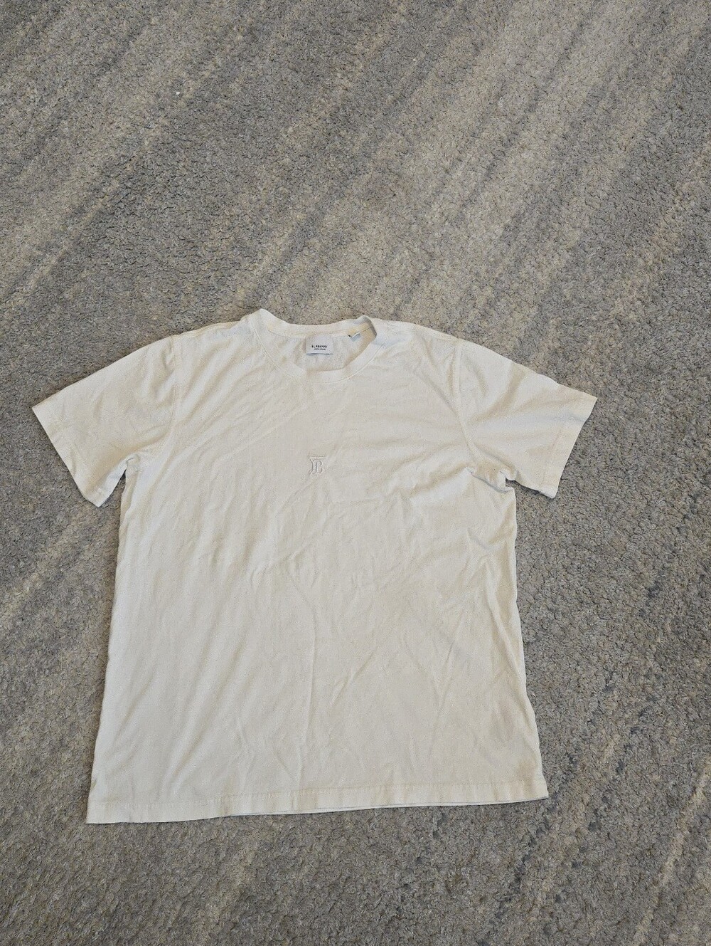 Burberry London England White TB Monogram Embroidered T-Shirt Size Large L Cotto